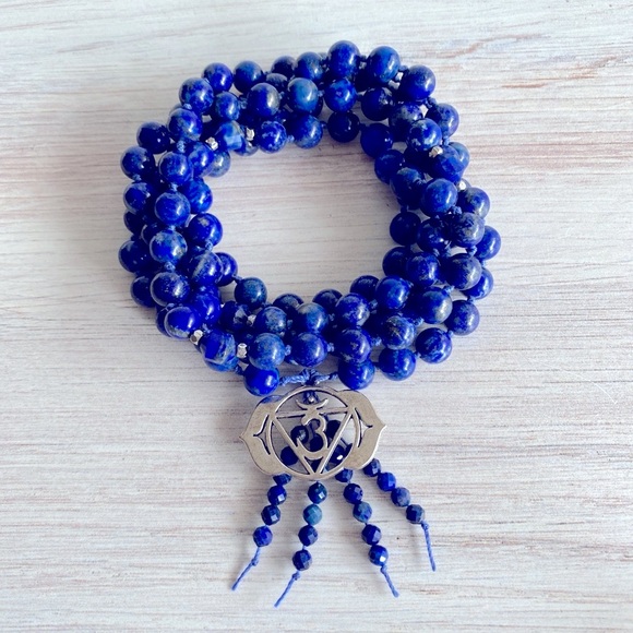 Lapis Lazuli Beads | Ajna | Zen Style Mala Pendant Necklace - Picture 2 of 5